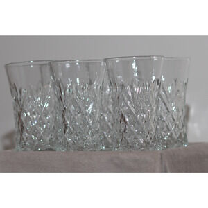 VTG Pressed Glass Diamond Point Flared Tumbler Clear Mid‑Century Barware 4PK EUC
